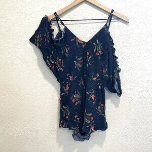 Re: Named Flower Print Navy Blue Shorts Romper Small